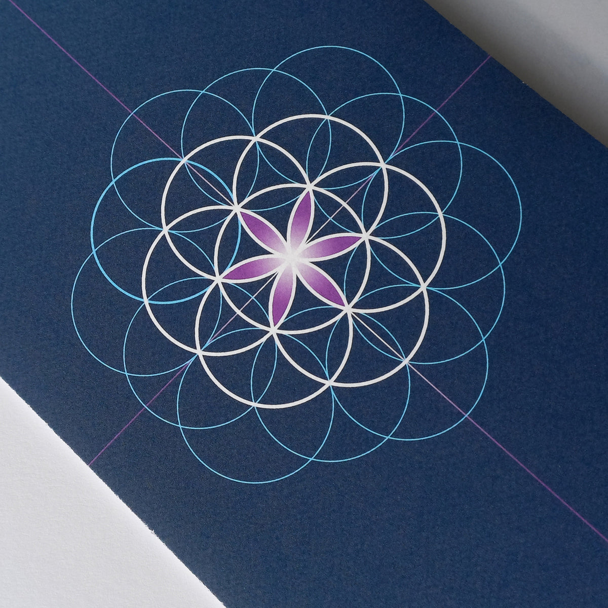 BONANI Grußkarte 07 "Blume des Lebens", heilige Geometrie, dunkelblau, 11 x 17 cm, Klappkarte inkl. Umschlag - BONANI Design Schreibwaren