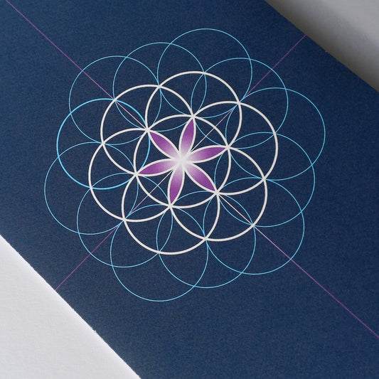 BONANI Grußkarte 07 "Blume des Lebens", heilige Geometrie, dunkelblau, 11 x 17 cm, Klappkarte inkl. Umschlag - BONANI Design Schreibwaren