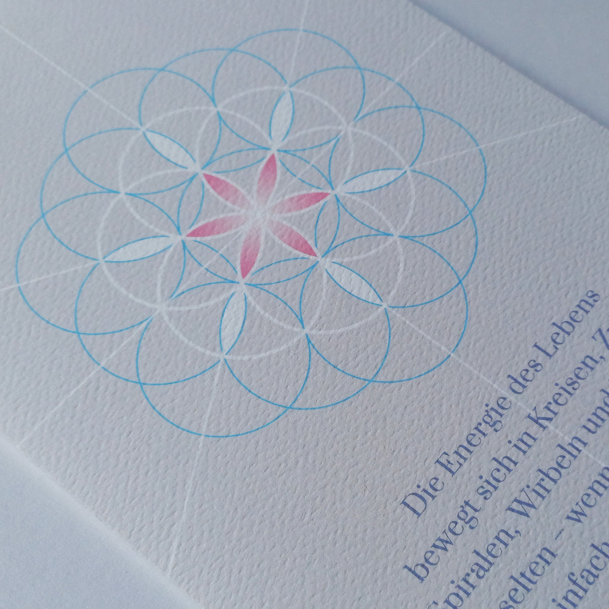 BONANI Grußkarte 06 "Blume des Lebens", heilige Geometrie, mit Zitat, 11 x 17 cm, Klappkarte inkl. Umschlag - BONANI Design Schreibwaren