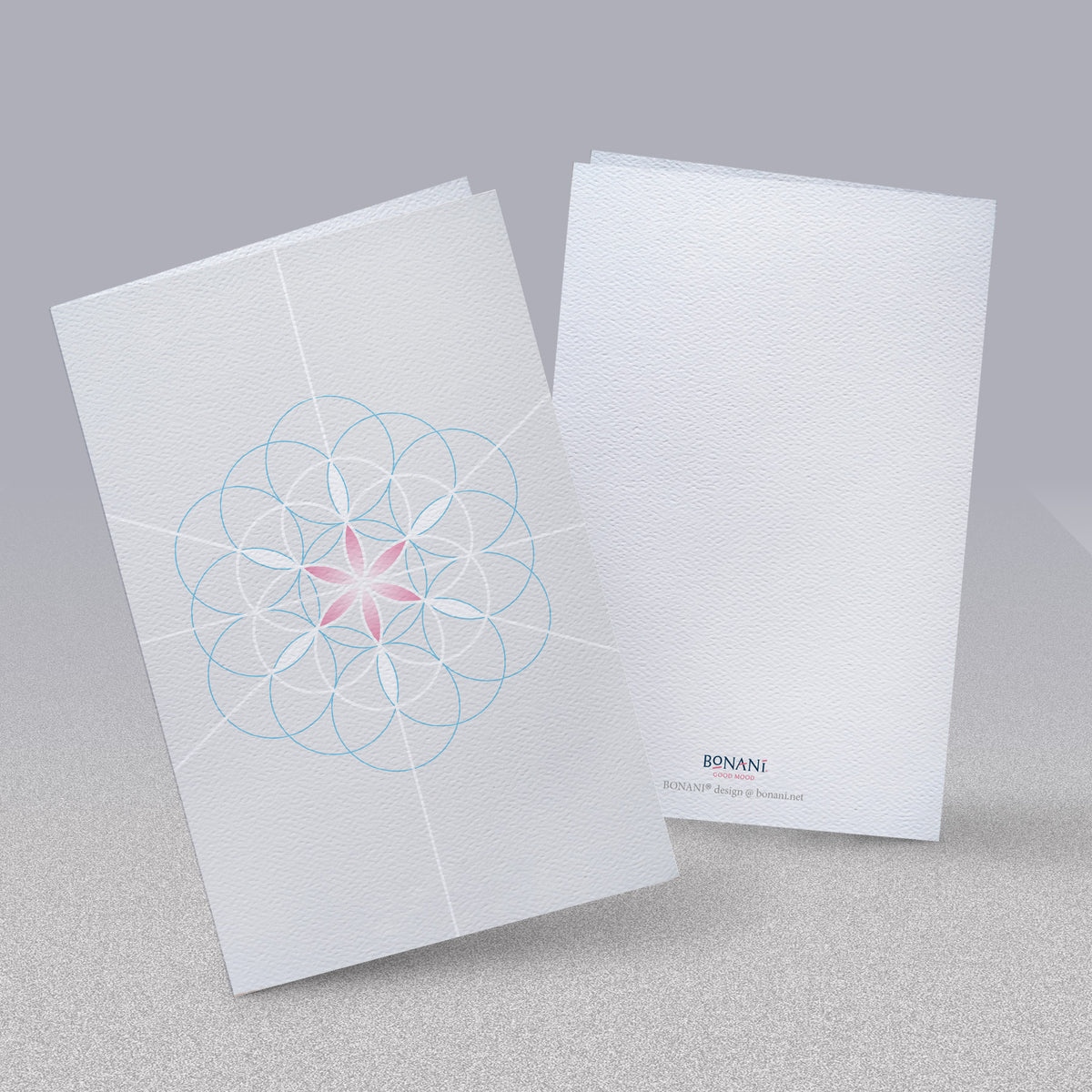 BONANI Grußkarte 05 "Blume des Lebens", heilige Geometrie, hell, 11 x 17 cm, Klappkarte inkl. Umschlag - BONANI Design Schreibwaren