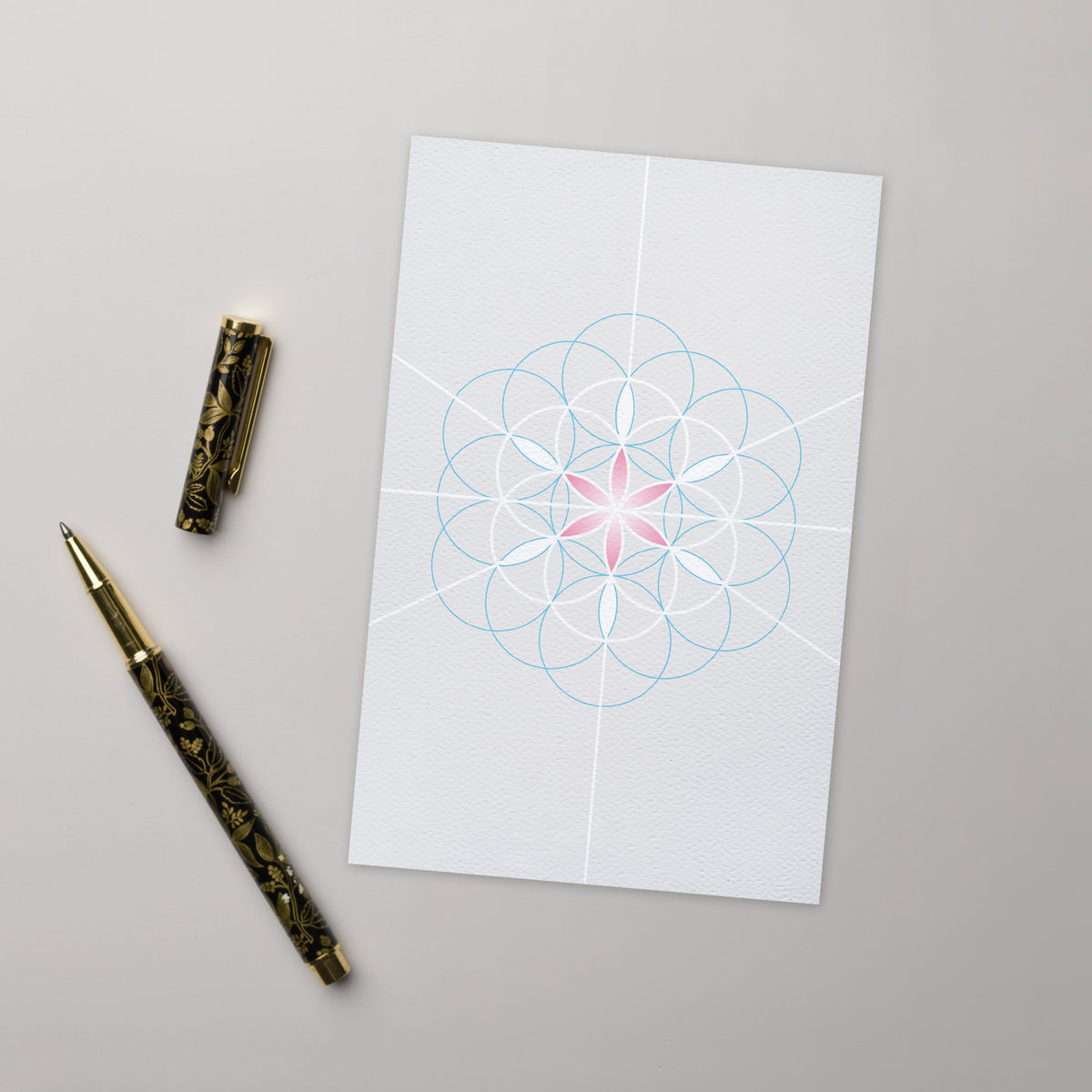 BONANI Grußkarte 05 "Blume des Lebens", heilige Geometrie, hell, 11 x 17 cm, Klappkarte inkl. Umschlag - BONANI Design Schreibwaren