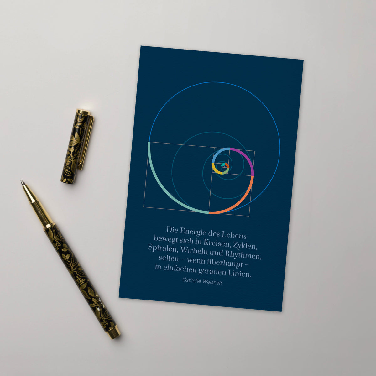 BONANI Grußkarte 04 "Fibonacci", heilige Geometrie, mit Spruch, 11 x 17 cm, Klappkarte inkl. Umschlag - BONANI Design Schreibwaren