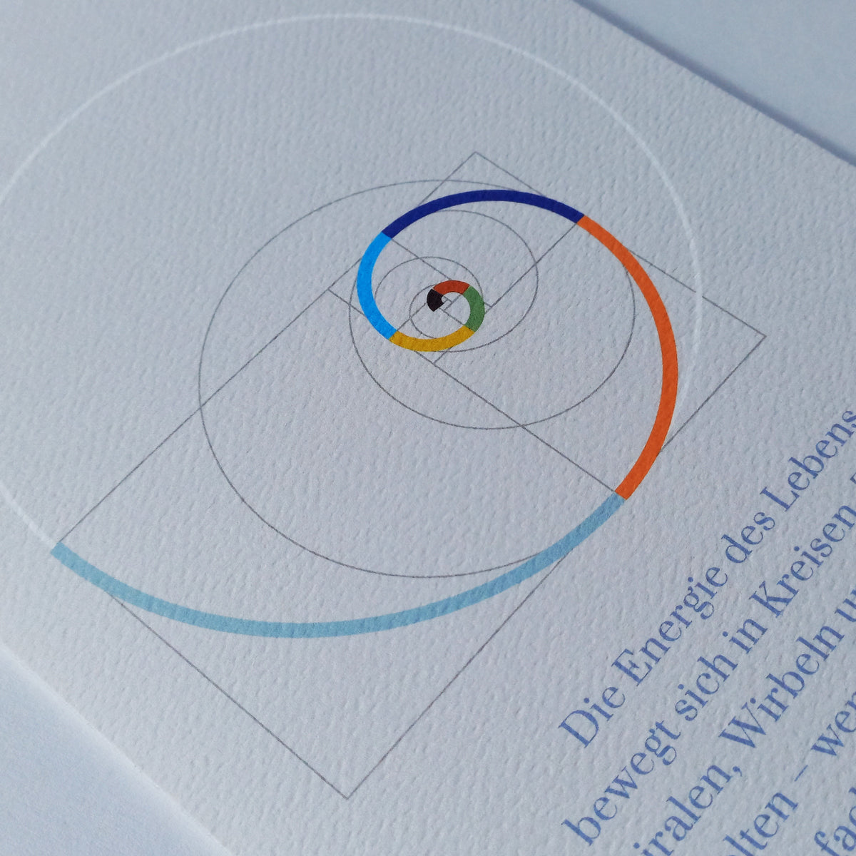 BONANI Grußkarte 02 "Fibonacci", heilige Geometrie, hell mit Zitat, 11 x 17 cm, Klappkarte inkl. Umschlag - BONANI Design Schreibwaren