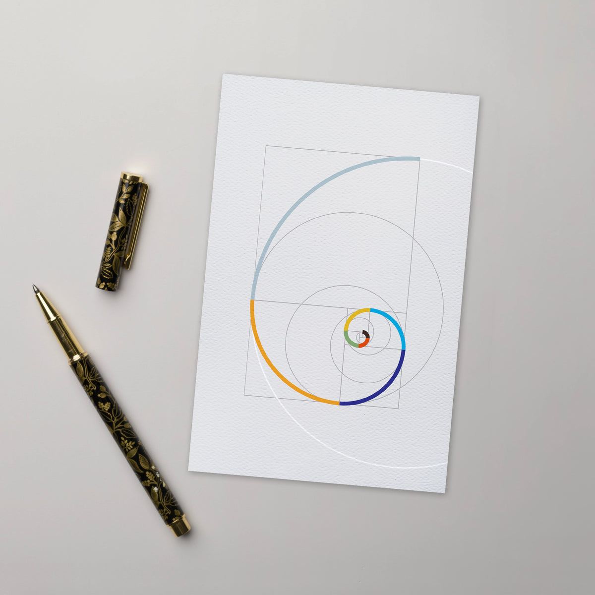 BONANI Grußkarte 01 "Fibonacci", heilige Geometrie, 11 x 17 cm, Klappkarte inkl. Umschlag - BONANI Design Schreibwaren