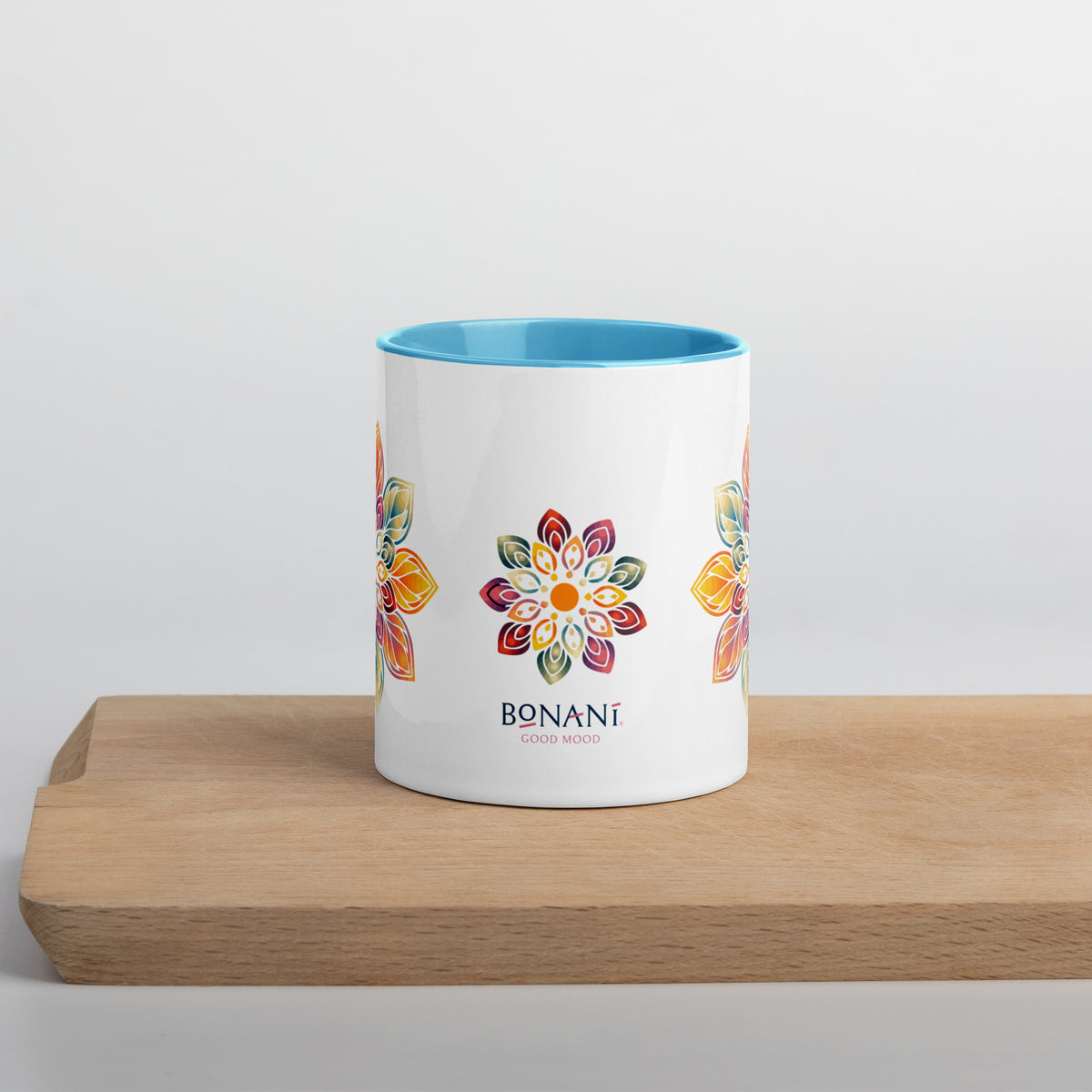 Keramiktasse "Mandala" in weiss mit farbiger Innenseite - BONANI Design Keramiktasse 0,3 l