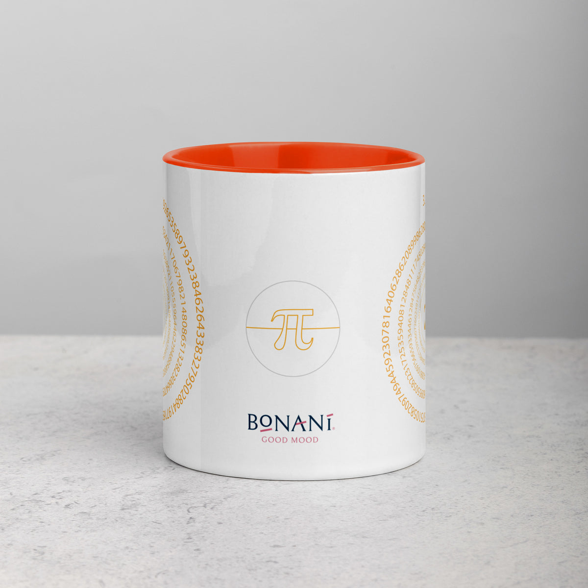 Keramiktasse "Pi" in weiss mit farbiger Innenseite - BONANI Design Kaffeetasse