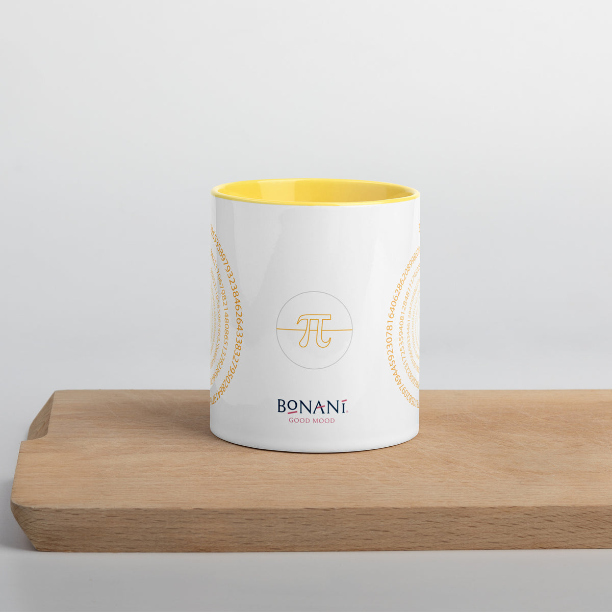 Keramiktasse "Pi" in weiss mit farbiger Innenseite - BONANI Design Kaffeetasse