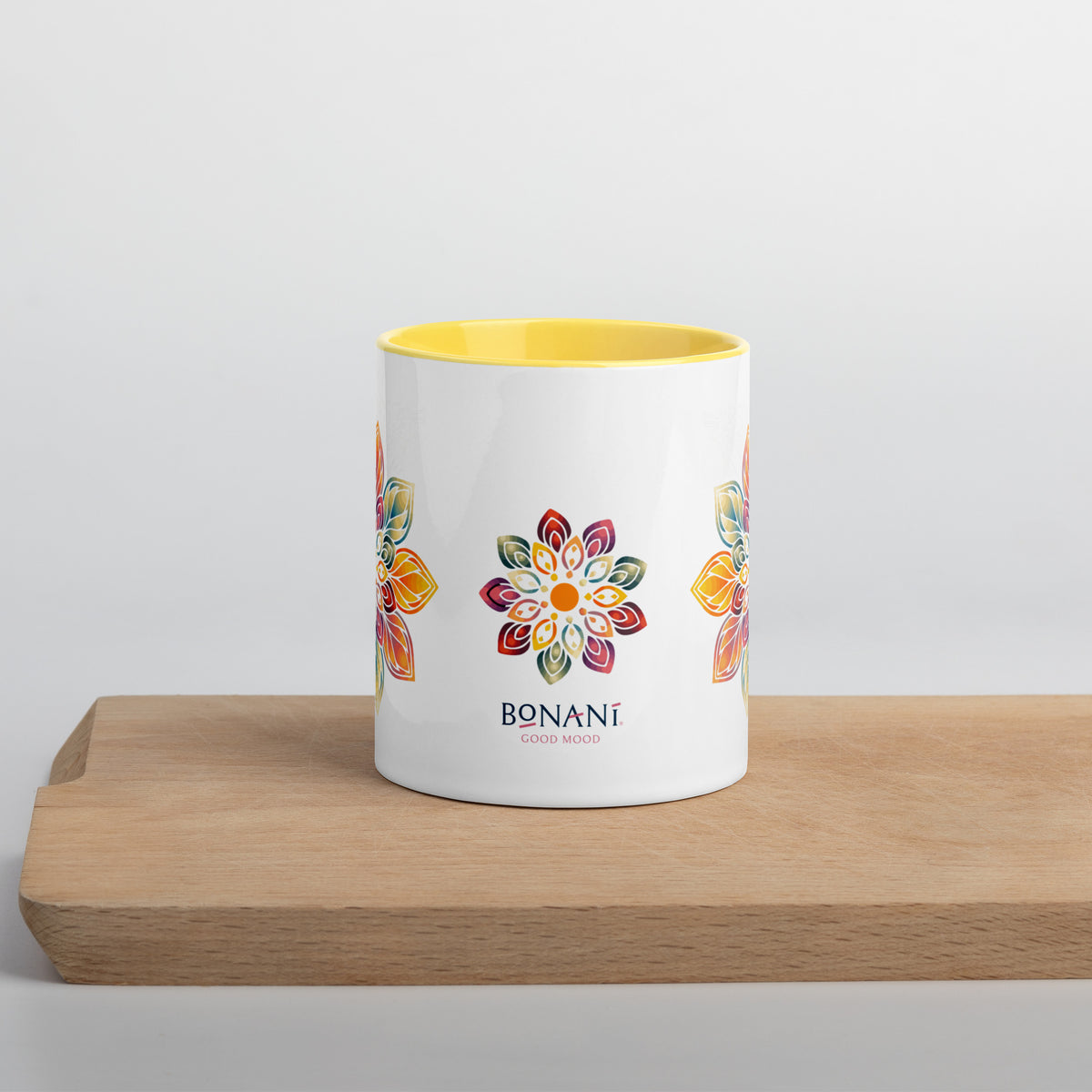 Keramiktasse "Mandala" in weiss mit farbiger Innenseite - BONANI Design Keramiktasse 0,3 l