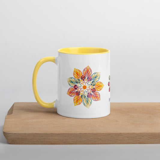 Keramiktasse "Mandala" in weiss mit farbiger Innenseite - BONANI Design Keramiktasse 0,3 l